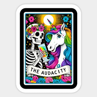 Funny skeleton unicorn, the audacity Sticker